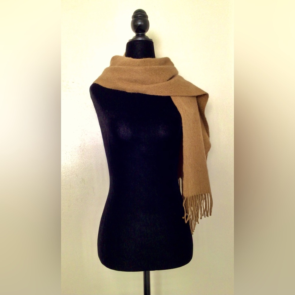PORTOLANO Camel Beige Cashmere Scarf